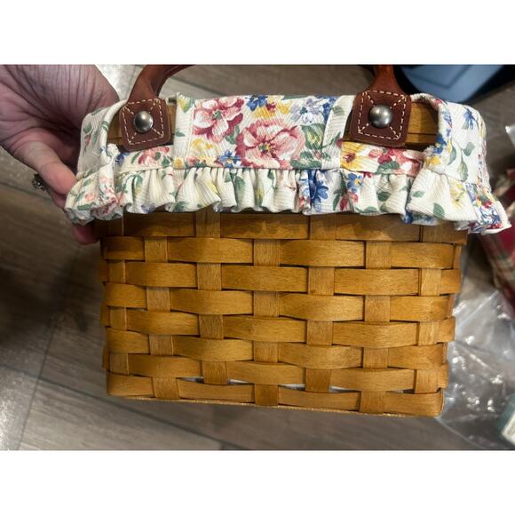 Longaberger Small Boardwalk Purse Basket Spring Floral liner Combo & protector - Picture 6 of 6
